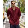 COOFANDY Men’s Button Down Long Sleeve Shirt Casual Untucked Dress Shirt Regular Fit Wedding Shirts(Wine Red)