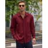 COOFANDY Men’s Button Down Long Sleeve Shirt Casual Untucked Dress Shirt Regular Fit Wedding Shirts(Wine Red)