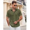 COOFANDY Men’s Button Down Shirt Short Sleeve Casual Shirts for Summer Beach Vacation Shirts(Army Green)
