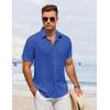 COOFANDY Men’s Button Down Shirt Short Sleeve Casual Shirts for Summer Beach Vacation Shirts(Azure)