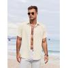 COOFANDY Men’s Button Down Shirt Short Sleeve Casual Shirts for Summer Beach Vacation Shirts(Beige)