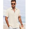 COOFANDY Men’s Button Down Shirt Short Sleeve Casual Shirts for Summer Beach Vacation Shirts(Beige)