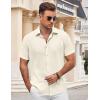 COOFANDY Men’s Button Down Shirt Short Sleeve Casual Shirts for Summer Beach Vacation Shirts(Beige)