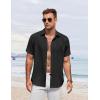 COOFANDY Men’s Button Down Shirt Short Sleeve Casual Shirts for Summer Beach Vacation Shirts(Black)