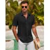 COOFANDY Men’s Button Down Shirt Short Sleeve Casual Shirts for Summer Beach Vacation Shirts(Black)