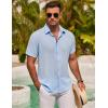 COOFANDY Men’s Button Down Shirt Short Sleeve Casual Shirts for Summer Beach Vacation Shirts(Clear Blue)