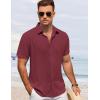 COOFANDY Men’s Button Down Shirt Short Sleeve Casual Shirts for Summer Beach Vacation Shirts(Dark Red)