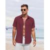 COOFANDY Men’s Button Down Shirt Short Sleeve Casual Shirts for Summer Beach Vacation Shirts(Dark Red)