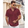 COOFANDY Men’s Button Down Shirt Short Sleeve Casual Shirts for Summer Beach Vacation Shirts(Dark Red)