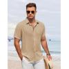 COOFANDY Men’s Button Down Shirt Short Sleeve Casual Shirts for Summer Beach Vacation Shirts(Khaki)