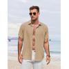 COOFANDY Men’s Button Down Shirt Short Sleeve Casual Shirts for Summer Beach Vacation Shirts(Khaki)