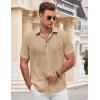 COOFANDY Men’s Button Down Shirt Short Sleeve Casual Shirts for Summer Beach Vacation Shirts(Khaki)