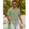 COOFANDY Men’s Button Down Shirt Short Sleeve Casual Shirts for Summer Beach Vacation Shirts(Light Green)