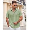 COOFANDY Men’s Button Down Shirt Short Sleeve Casual Shirts for Summer Beach Vacation Shirts(Light Green)