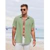 COOFANDY Men’s Button Down Shirt Short Sleeve Casual Shirts for Summer Beach Vacation Shirts(Light Green)