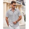 COOFANDY Men’s Button Down Shirt Short Sleeve Casual Shirts for Summer Beach Vacation Shirts(Light Grey)