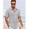 COOFANDY Men’s Button Down Shirt Short Sleeve Casual Shirts for Summer Beach Vacation Shirts(Light Grey)