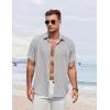 COOFANDY Men’s Button Down Shirt Short Sleeve Casual Shirts for Summer Beach Vacation Shirts(Light Grey)