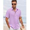 COOFANDY Men’s Button Down Shirt Short Sleeve Casual Shirts for Summer Beach Vacation Shirts(Light Purple)