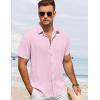 COOFANDY Men’s Button Down Shirt Short Sleeve Casual Shirts for Summer Beach Vacation Shirts(Pink)