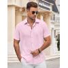 COOFANDY Men’s Button Down Shirt Short Sleeve Casual Shirts for Summer Beach Vacation Shirts(Pink)