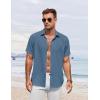 COOFANDY Men’s Button Down Shirt Short Sleeve Casual Shirts for Summer Beach Vacation Shirts(Slate Blue)