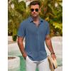 COOFANDY Men’s Button Down Shirt Short Sleeve Casual Shirts for Summer Beach Vacation Shirts(Slate Blue)