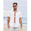 COOFANDY Men’s Button Down Shirt Short Sleeve Casual Shirts for Summer Beach Vacation Shirts(White)
