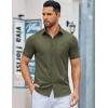 COOFANDY Men’s Button Down Shirts Short Sleeve Casual Dress Shirts Untucked Summer Shirt with Pocket(Army Green)