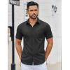 COOFANDY Men’s Button Down Shirts Short Sleeve Casual Dress Shirts Untucked Summer Shirt with Pocket(Black)