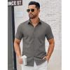 COOFANDY Men’s Button Down Shirts Short Sleeve Casual Dress Shirts Untucked Summer Shirt with Pocket(Dark Grey)