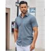 COOFANDY Men’s Button Down Shirts Short Sleeve Casual Dress Shirts Untucked Summer Shirt with Pocket(Grey Blue)