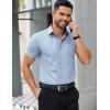COOFANDY Men’s Button Down Shirts Short Sleeve Casual Dress Shirts Untucked Summer Shirt with Pocket(Light Blue)
