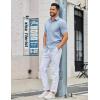 COOFANDY Men’s Button Down Shirts Short Sleeve Casual Dress Shirts Untucked Summer Shirt with Pocket(Light Blue)