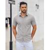 COOFANDY Men’s Button Down Shirts Short Sleeve Casual Dress Shirts Untucked Summer Shirt with Pocket(Light Grey)