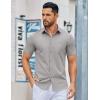 COOFANDY Men’s Button Down Shirts Short Sleeve Casual Dress Shirts Untucked Summer Shirt with Pocket(Light Grey)