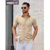COOFANDY Men’s Button Down Shirts Short Sleeve Casual Dress Shirts Untucked Summer Shirt with Pocket(Light Khaki)