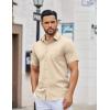 COOFANDY Men’s Button Down Shirts Short Sleeve Casual Dress Shirts Untucked Summer Shirt with Pocket(Light Khaki)