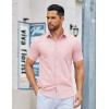 COOFANDY Men’s Button Down Shirts Short Sleeve Casual Dress Shirts Untucked Summer Shirt with Pocket(Light Pink)