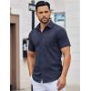 COOFANDY Men’s Button Down Shirts Short Sleeve Casual Dress Shirts Untucked Summer Shirt with Pocket(Navy Blue)