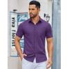 COOFANDY Men’s Button Down Shirts Short Sleeve Casual Dress Shirts Untucked Summer Shirt with Pocket(Purple)