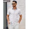 COOFANDY Men’s Button Down Shirts Short Sleeve Casual Dress Shirts Untucked Summer Shirt with Pocket(White)