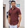 COOFANDY Men’s Button Down Shirts Short Sleeve Casual Dress Shirts Untucked Summer Shirt with Pocket(Wine Red)