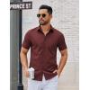 COOFANDY Men’s Button Down Shirts Short Sleeve Casual Dress Shirts Untucked Summer Shirt with Pocket(Wine Red)