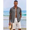 COOFANDY Men’s Button Down Shirts Short Sleeve Casual Shirts Summer Beach Shirts Vacation Wedding Shirts with Pocket(A-dark Grey)