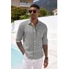 COOFANDY Mens Button Down Shirts Short Sleeve Casual Summer Beach Shirts for Men Vacation Wedding Linen Shirt(1- Light Grey)