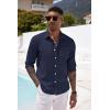 COOFANDY Mens Button Down Shirts Short Sleeve Casual Summer Beach Shirts for Men Vacation Wedding Linen Shirt(1- Royal Blue)