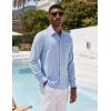 COOFANDY Mens Button Down Shirts Short Sleeve Casual Summer Beach Shirts for Men Vacation Wedding Linen Shirt(1- Sky Blue)