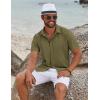 COOFANDY Mens Button Down Shirts Short Sleeve Casual Summer Beach Shirts for Men Vacation Wedding Linen Shirt(Army Green)