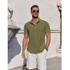 COOFANDY Mens Button Down Shirts Short Sleeve Casual Summer Beach Shirts for Men Vacation Wedding Linen Shirt(Army Green)